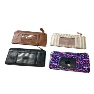 Women's Lot Of 4 Slim Wallet Credit Card Holders Assorted Colors Patterns